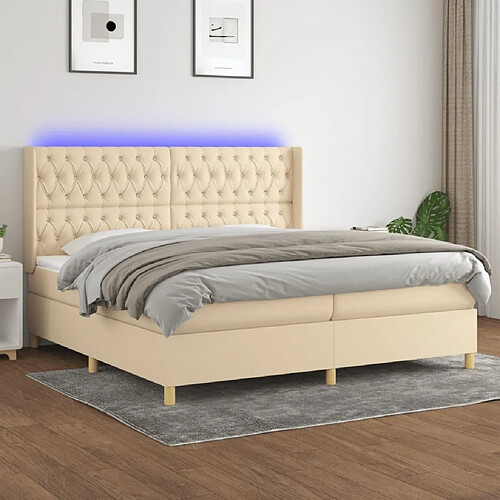 Sommier à lattes,Cadre à lattes de lit pour Adulte matelas et LED Crème 200x200 cm Tissu -MN97447