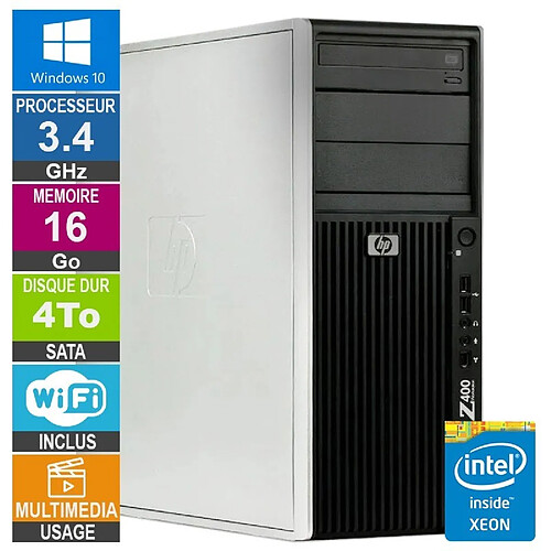 HP Z400 W3565 3.46GHz 16Go/4To Quadro 600 Wifi W10 · Reconditionné