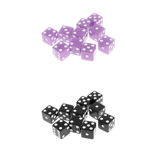 20 Pièces Six Faces D6 Dés Jeu De Jeux Pour D & D Gaming 16mm Double Couleur Violet Clair + Noir