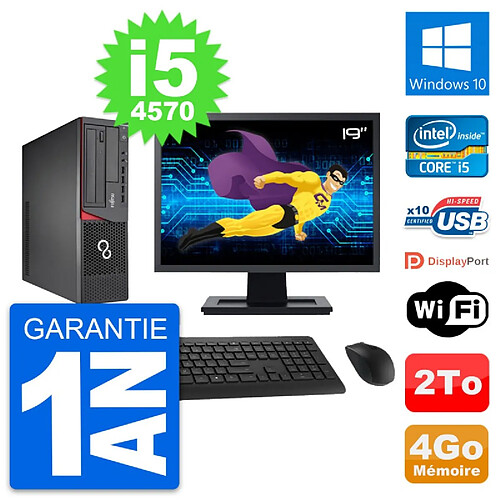 PC Fujitsu E720 DT Ecran 19" Intel i5-4570 RAM 4Go Disque 2To Windows 10 Wifi · Occasion