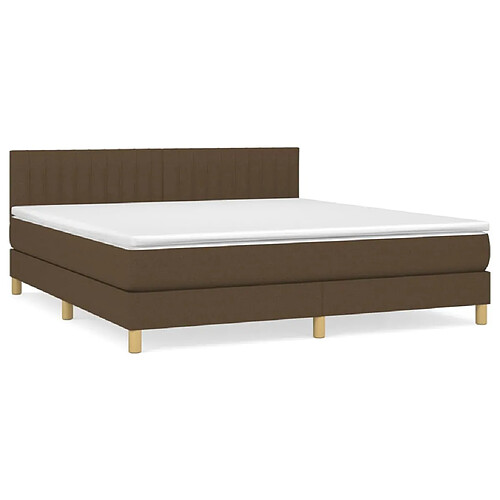 Maison Chic Structures de lit + matelas,Lit à sommier tapissier avec matelas Marron foncé 180x200 cm -MN58792