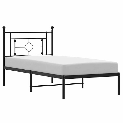 Maison Chic Cadre/structure de lit métal et tête de lit pour adulte - Lit Moderne Chambre noir 100x190 cm -MN26384