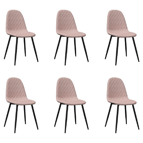 Maison Chic Lot de 6 Chaises à manger | Chaise de salle à manger cuisine rose velours -GKD86683