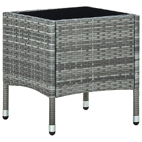 vidaXL Table de jardin Gris 40x40x45 cm Résine tressée