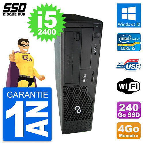 PC Fujitsu Esprimo E500 E85+ DT Intel i5-2400 RAM 4Go SSD 240Go Windows 10 Wifi · Occasion