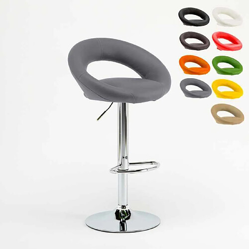 Superstool Tabouret haut bar cuisine fixe pivotant réglable en hauteur avec repose-pieds Chicago, Couleur: Gris