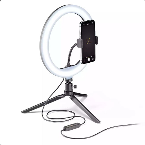 Cellular Line Cellularline Selfie Ring Multicolore Anneau Led RVB Universel avec Trépied Noir