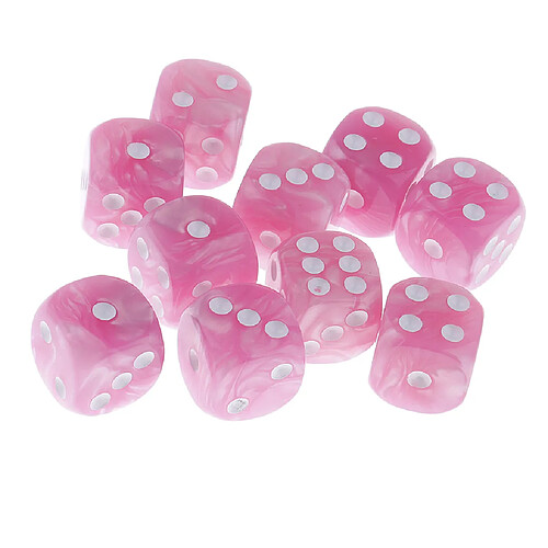 10 pièces en plastique à 6 faces numériques d6 pour le jeu de barre de jeu accessoire rose