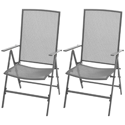 vidaXL Chaises empilables de jardin lot de 2 Acier Gris