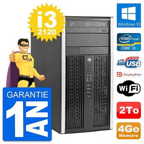 PC Tour HP Compaq Pro 6300 CMT Intel i3-2120 RAM 4Go Disque 2To Windows 10 Wifi · Occasion