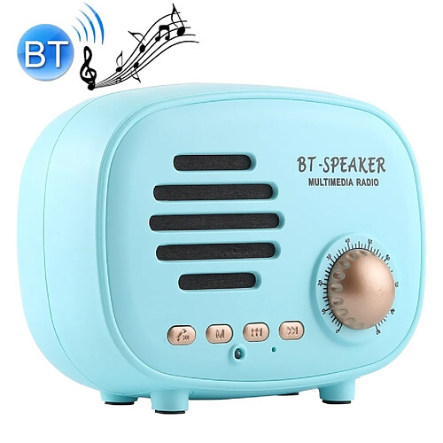 Wewoo Mini enceinte Bluetooth Retro Haut-parleur sans fil Bluetooth, Prise en charge mains libres / Carte TF / Disque U / FM (Bleu)