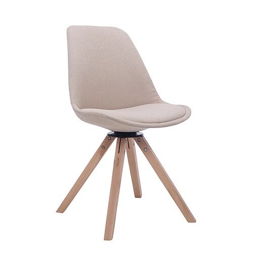 Decoshop26 Chaise de salle à manger x1 chaise visiteur assise pivotant à 360° en tissu crème piètement en bois carré clair 10_0003474