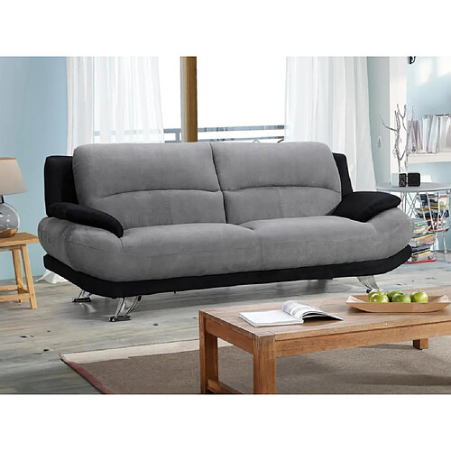 Vente-Unique Canapé 3 places en microfibre MUSKO - Bicolore gris et noir