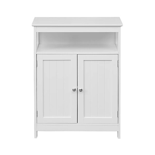 Mobili Rebecca Armoire De Salle De Bains Avec 2 Portes Et Étagère En Bois Blanc Au Design Moderne