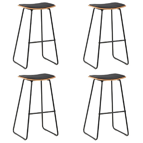 vidaXL Tabourets de bar lot de 4 noir similicuir