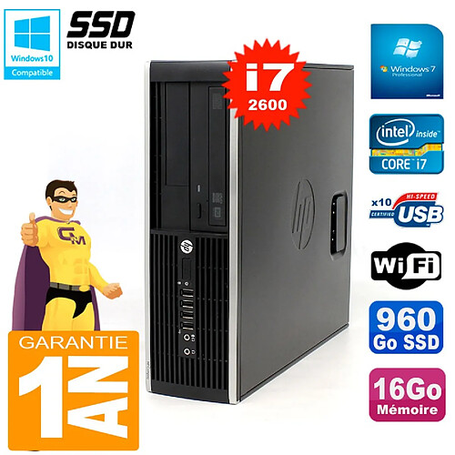 PC HP Compaq 8300 SFF Core I7-2600 RAM 16Go Disque 960Go SSD Graveur DVD Wifi W7 · Occasion