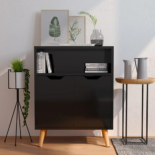 vidaXL Buffet noir brillant 60x30x72 cm bois d'ingénierie