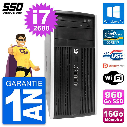 PC Tour HP Compaq Pro 6300 CMT Intel i7-2600 RAM 16Go SSD 960Go Windows 10 Wifi · Occasion