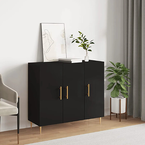 vidaXL Buffet noir 90x34x80 cm bois d'ingénierie