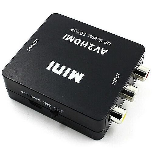 Universal (Noir) 1080p RCA AV à HDMI Convertisseur / adaptateur Composite AV2HDMI Mini adaptateur HDTV / DVD