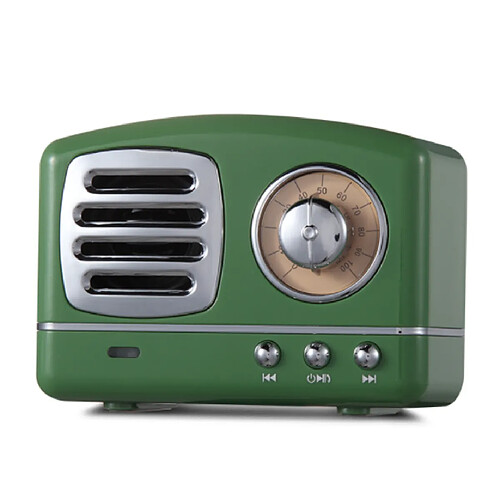 Chrono Mini haut-parleur Bluetooth rétro portable, style classique à l'ancienne, haut-parleur stéréo subwoofer, microphone intégré, appel mains libres, le meilleur cadeau pour la famille et les amis(Vert)