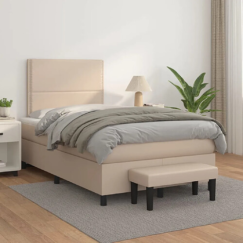 vidaXL Sommier à lattes de lit avec matelas Cappuccino 120x200 cm