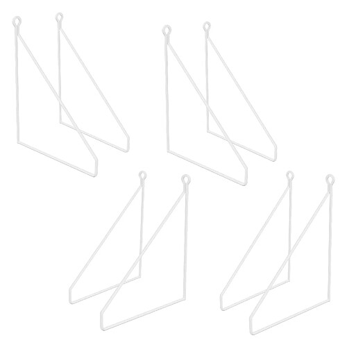 ML DESIGN MODERN LIVING Lot de 8 supports d'étagère murale équerre triangle en métal blanc 200 x 250 mm