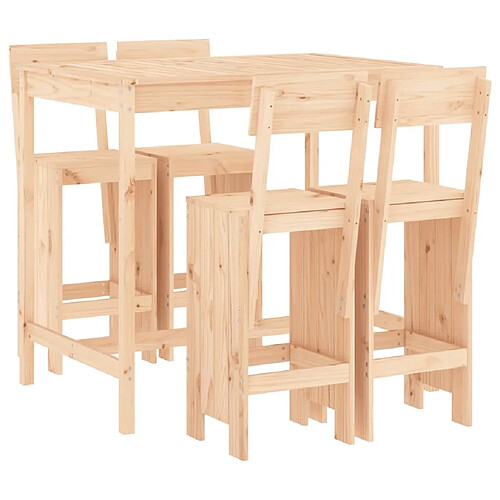 Maison Chic Table de bar et chaises d'extérieur 5 pcs,Ensemble de bar de jardin pour relax bois de pin massif -GKD156762