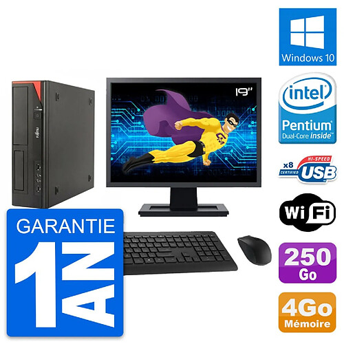 PC Fujitsu E520 DT Ecran 19" Intel G3220 RAM 4Go Disque 250Go Windows 10 Wifi · Occasion