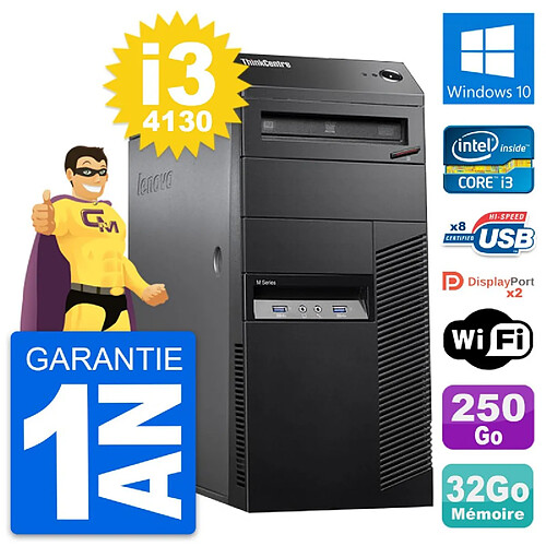 PC Tour Lenovo ThinkCentre M83 i3-4130 RAM 32Go Disque Dur 250Go Windows 10 Wifi · Occasion