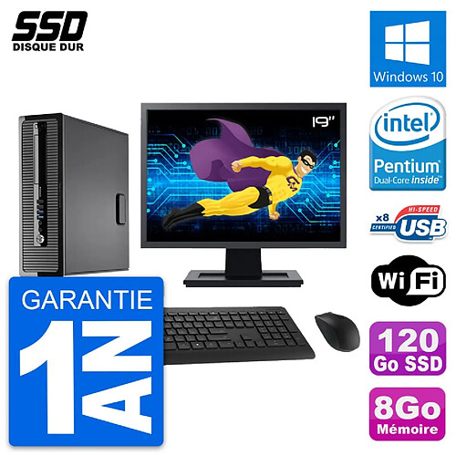 PC HP ProDesk 400 G1 SFF Ecran 19" Intel G3220 RAM 8Go SSD 120Go Windows 10 Wifi · Occasion