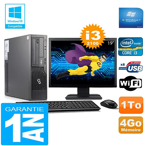 PC Fujitsu Esprimo E500 E85+ SFF Core I3-2100 4Go Disque 1 To Wifi W7 Ecran 19" · Occasion