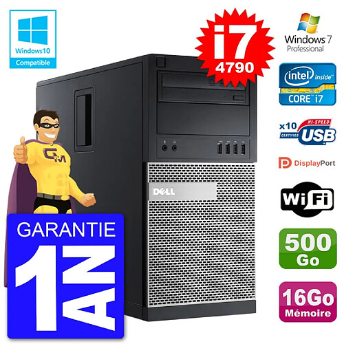 PC Tour DELL 9020 Intel Core I7-4790 RAM 16Go Disque 500Go Graveur DVD Wifi W7 · Occasion