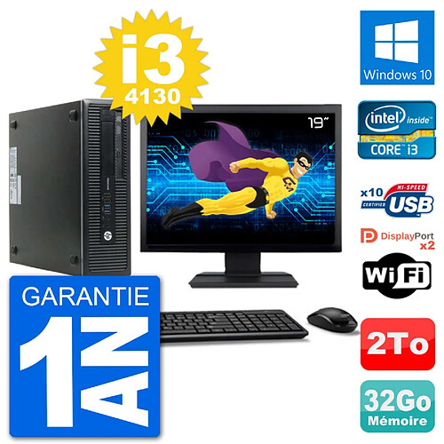 PC HP 800 G1 Ecran 19" Core i3-4130 RAM 32Go Disque 2To Windows 10 Wifi · Occasion