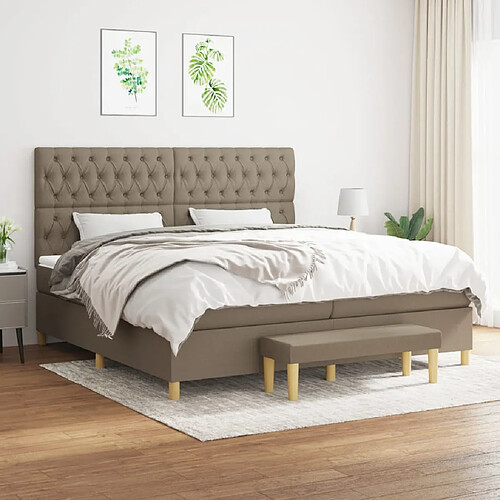 vidaXL Sommier à lattes de lit avec matelas Taupe 200x200 cm Tissu