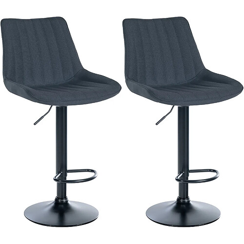 Non Lot de 2 tabourets de bar Toni tissu noir