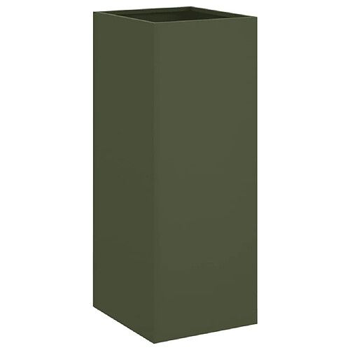 Maison Chic Jardinière,Bac à fleurs - pot de fleur vert olive 32x27,5x75 cm acier laminé à froid -GKD35290