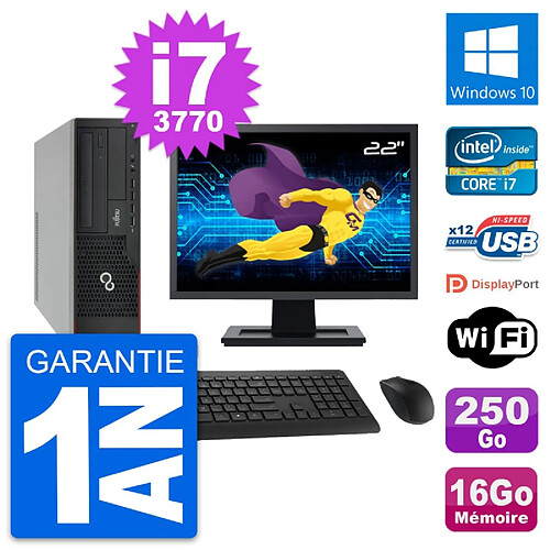 PC Fujitsu E910 DT Ecran 22" Intel i7-3770 RAM 16Go Disque 250Go Windows 10 Wifi · Occasion