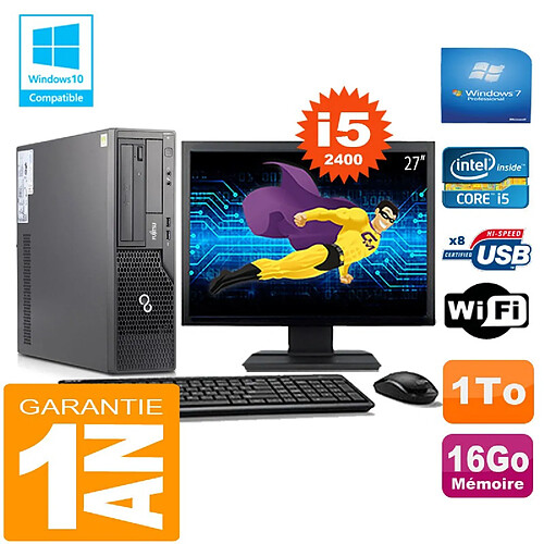 PC Fujitsu Esprimo E500 E85+ SFF Core I5-2400 16Go Disque 1 To Wifi W7 Ecran 27" · Occasion