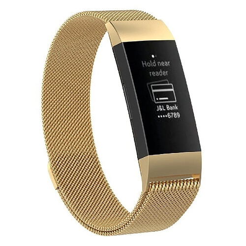 Wewoo Bracelet pour montre connectée Dragonne magnétique en acier inoxydable FITBIT Charge 3Taille petite187x18mm Or