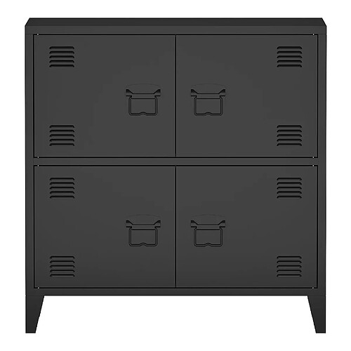 Helloshop26 Armoire de bureau casier de bureau meuble de rangement pour salon bureau chambre atelier métallique à 4 portes acier 82 x 80 x 40 cm noir 03_0006327