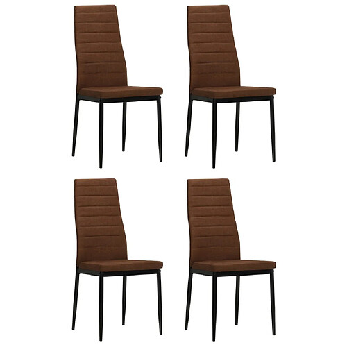 vidaXL Chaises à manger lot de 4 marron tissu