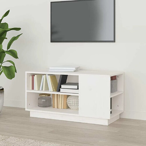 Maison Chic Meuble TV scandinave - Banc TV pour salon Blanc 80x35x40,5 cm Bois de pin massif -MN72050