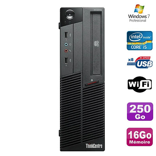 PC Lenovo Thinkcentre M90P 5864 Core i5-650 3.2GHz 16Go 250Go Graveur WIFI W7 · Occasion