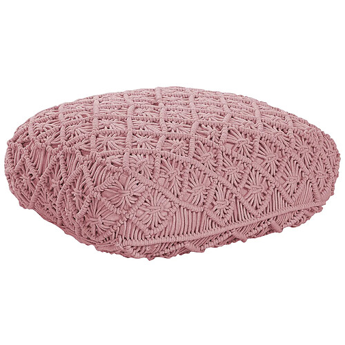 Beliani Pouf en coton rose 50 x 50 x 20 cm BERRECHID