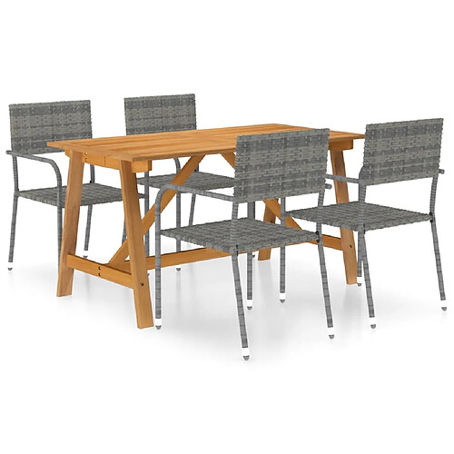 Salle à manger de jardin 5 pcs,Table et chaise à dîner Gris -MN71894