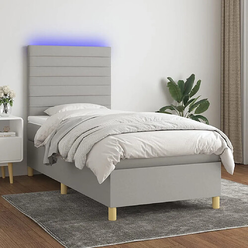 Sommier à lattes,Cadre à lattes de lit et matelas et LED pour Adulte Gris clair 90x190 cm -MN34590