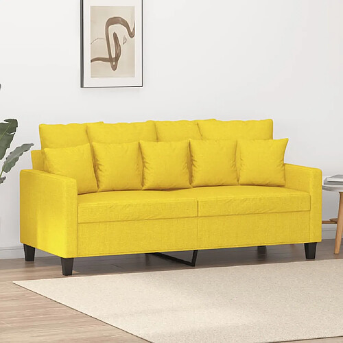 vidaXL Canapé à 2 places Jaune clair 140 cm Tissu