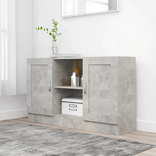 Maison Chic Buffet,Meuble de Rangement,commode pour salon,Cuisine Gris béton 120x30,5x70 cm Aggloméré -MN88850