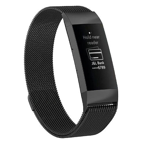 Wewoo Bracelet pour montre connectée Dragonne magnétique en acier inoxydable FITBIT Charge 3Taille Grand217x18mm Noir